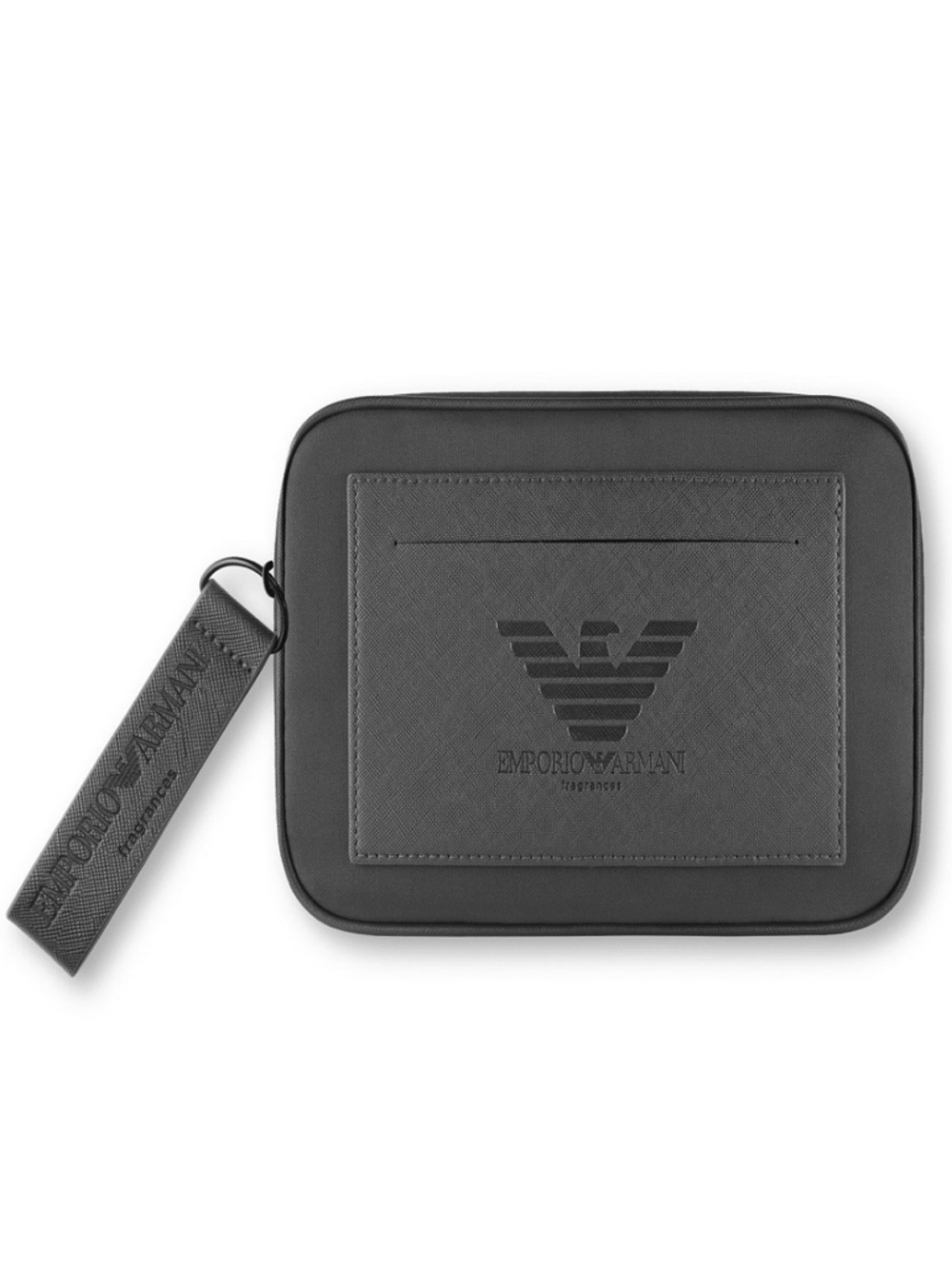 Emporio Armani Gray Embossed Logo Wristlet Pouch